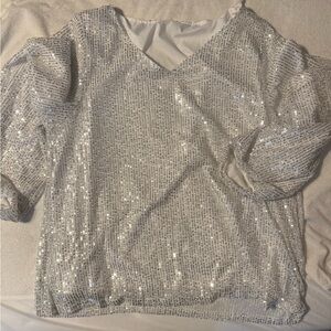 Grace Karin Silver Sequin Blouse
